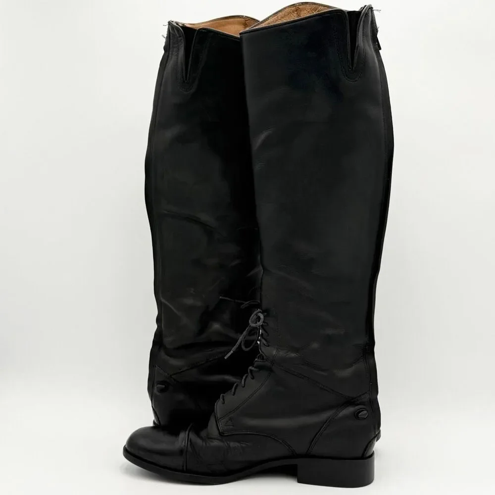 Tall Black Lace-Up Riding Boots - Women